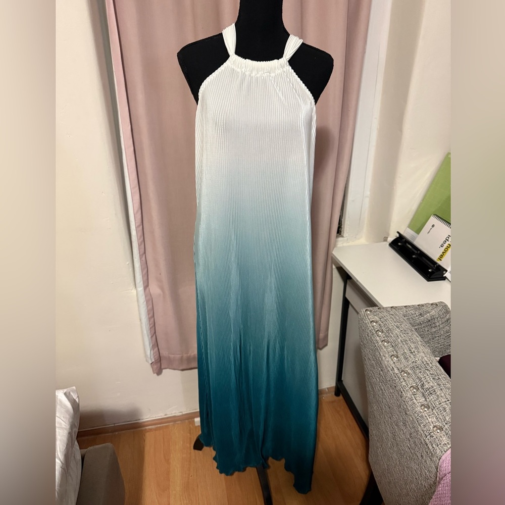 SHEIN Gradient Maxi Dress - White and Teal